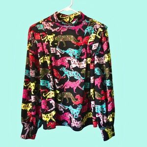 Crosby by Mollie Burch Leaping Leopards Print Blouse